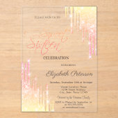 Cool Ombre Glitter Drips Rose Gold Sweet 16 Acryl Uitnodigingen (Voorkant)