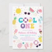 Cool One Boho Pool Party 1e Verjaardag Kaart (Voorkant)