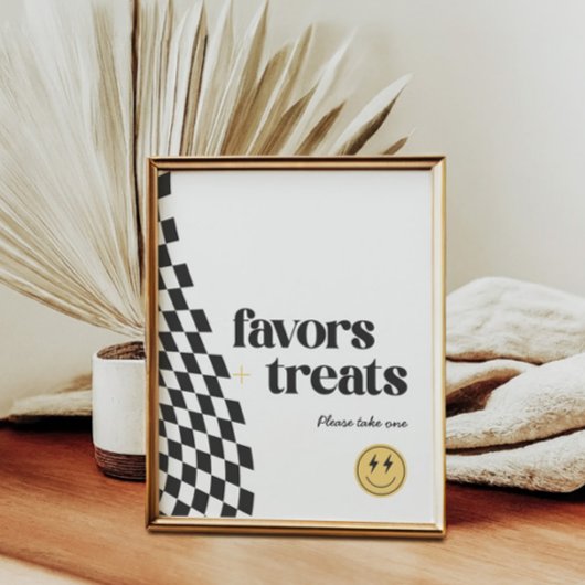 Cool One Boy's Checkered Retro voorkeursbord Poster