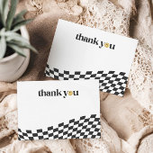 Cool One Boy's First Birthday Checkered Retro Bedankkaart