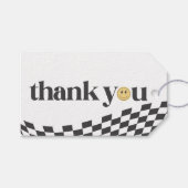 Cool One Boy's First Birthday geruit gunst Cadeaulabel (Voorkant (Horizontaal))