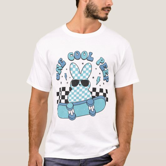 Cool One Bunny Happy Easter Day Skateboard Liefheb T-shirt (Voorkant)