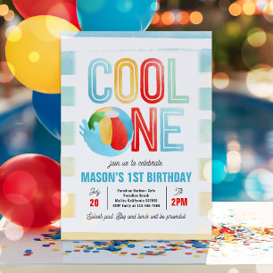 Cool One Pool Party Beach 1e verjaardagsfeestje Kaart