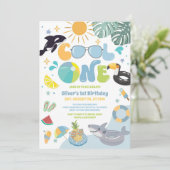 Cool One Pool Party Summer 1st Birthday Invitation (Debout devant)