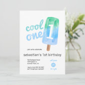 Cool One Popsicle Boy 1st Birthday Kaart (Staand voorkant)