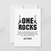 Cool One Rocks Zwart-Wit Verjaardag Bedankkaart (Voorkant)