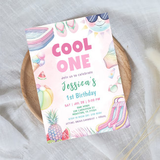 Cool One - Summer Girl 1e verjaardagsfeestje Kaart