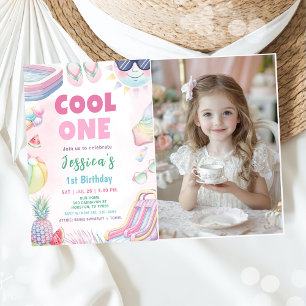Cool One - Summer Girl 1st Birthday Party Foto Kaart
