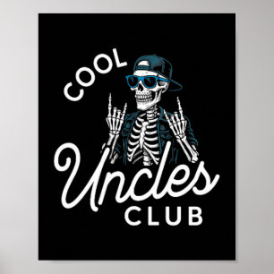 Cool Ooms Club T-shirt Grappig Skelet Mannen Oom Poster