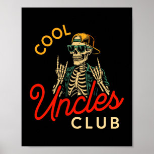 Cool Ooms Club T-shirt Grappig Skelet Retro Oom Poster