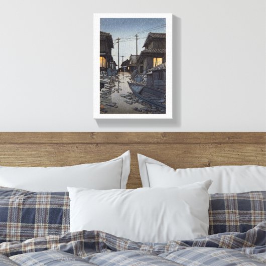 Cool oosters japans kawase dorp landschap canvas afdruk (Insitu (Slaapkamer))