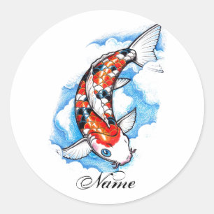Cool Oosters Japans Koi Carp Cloud tattoo Ronde Sticker