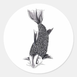 Cool oosters japans koi karper vis Waterverf Ronde Sticker