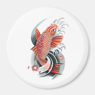 Cool Oosters Japans Rood Koi Karper Vis tattoo Magneet