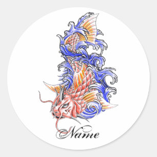 Cool Oosters Japans Rood Koi Karper Vis tattoo Ronde Sticker