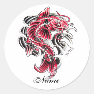 Cool Oosters Japans Rood Koi Karper Vis tattoo Ronde Sticker