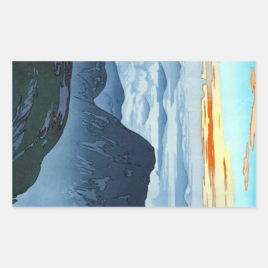 Cool oosters japans Yoshida berglandschap Rechthoekige Sticker (Voorkant)