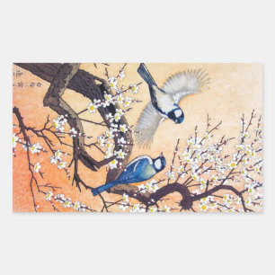 Cool oosters japans Yoshida vogels kersenboom Rechthoekige Sticker