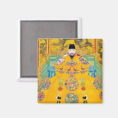 Cool oosters klassiek chinees houtsnede keizerkuns magneet (Voorkant / Achterkant)