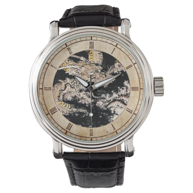 Cool oosters ukiyo-e mythische inkt draak schilder horloge (Voorkant)