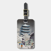 Cool-oosterse japanese wintersneeuwtempel bagagelabel (Voorkant verticaal)
