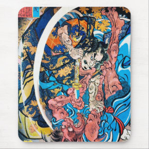 Cool-oosterse japanse Ancient Samurai demon Fight Muismat