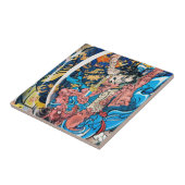 Cool-oosterse japanse Ancient Samurai demon Fight Tegeltje (Zijkant)