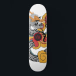 Cool Orange Black Dragon Skateboard<br><div class="desc">Carte de skateboard de dragon d'art asiatique audacieuse personnalisée avec vos initiales au milieu.</div>