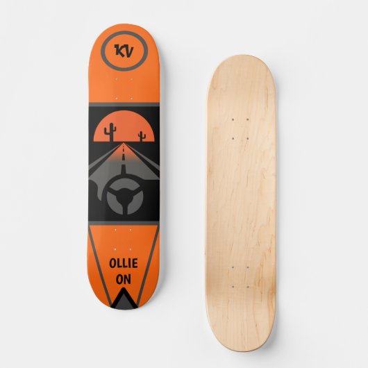 Cool Orange/Blk Monogramme "Ollie On" Skateboard (Recto)