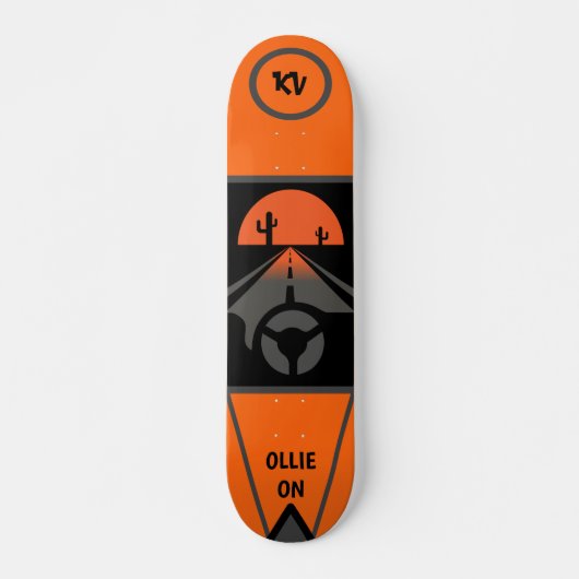 Cool Orange/Blk Monogramme "Ollie On" Skateboard (Devant)
