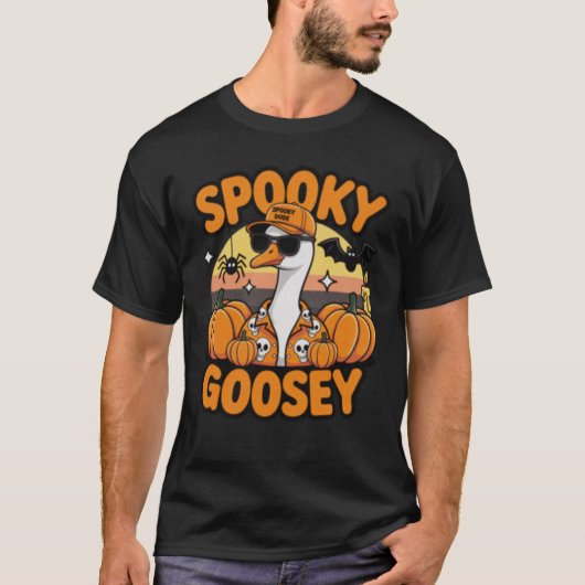 Cool Oranje Halloween Goose Cartoon Design T-shirt (Voorkant)