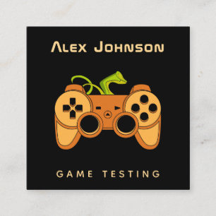 Cool Oranje Joystick Joypad Gamer Game Tester Fun Vierkante Visitekaartje