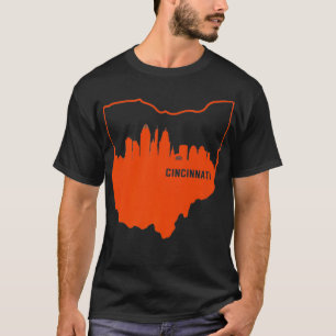 Cool Oranje Ohio State Outline Cincinnati City Sky T-shirt