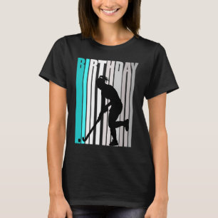 Cool Oranje Retro Girls Hockey Birthday Happy Colo T-shirt