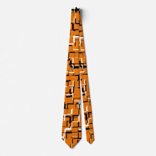 COOL Oranje zwart wit uniek patroon Stropdas (Voorkant)