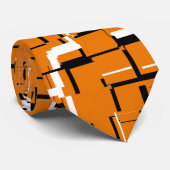 COOL Oranje zwart wit uniek patroon Stropdas (Opgerold)