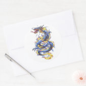 Cool Oriental Blue Dragon-knop Ronde Sticker (Envelop)