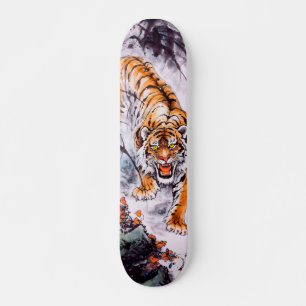 Cool oriental chinese sumi-e tijgerschilderkunst skateboard