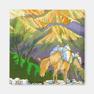 Cool oriental Ghorapani Mountain Pass Nepal art Magneet