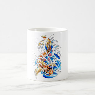 Cool Oriental Gold Koi Carp Fish Water tattoo Koffiemok