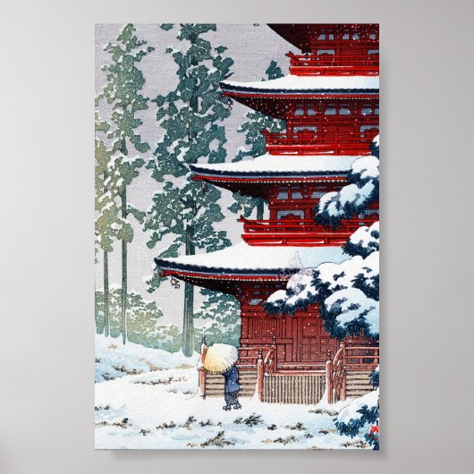 Cool oriental Hasui Kawase Winter-landkunst Poster (Voorkant)