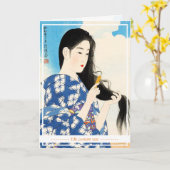 Cool oriental japanese classic geisha lady maiko kaart (Gele Bloem)