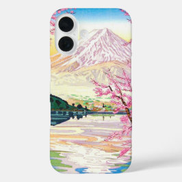 Cool oriental japanese Fuji spring cherry tree art iPhone 16 Hoesje