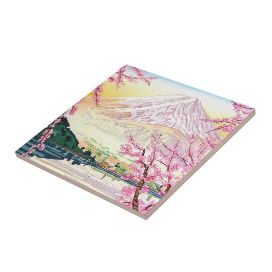 Cool oriental japanese Fuji spring cherry tree art Tegeltje (Zijkant)