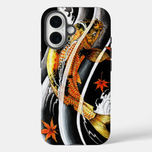 Cool oriental japanese Gold Lucky Koi Fish tattoo iPhone 16 Hoesje