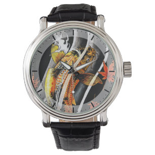 Cool oriental japanese Gold Lucky Koi Fish tattoo Horloge