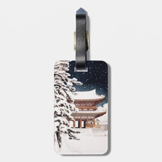 Cool oriental japanese Hasui Kawase winter scenery Bagagelabel (Achterkant verticaal)
