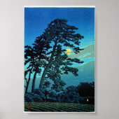 Cool oriental japanese Kawase Tree Moonlight Poster (Voorkant)
