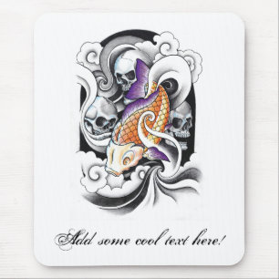 Cool Oriental Koi Carp Skull tattoo Muismat