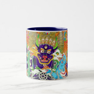 Cool oriental mandala Yamantaka levendige god art Tweekleurige Koffiemok